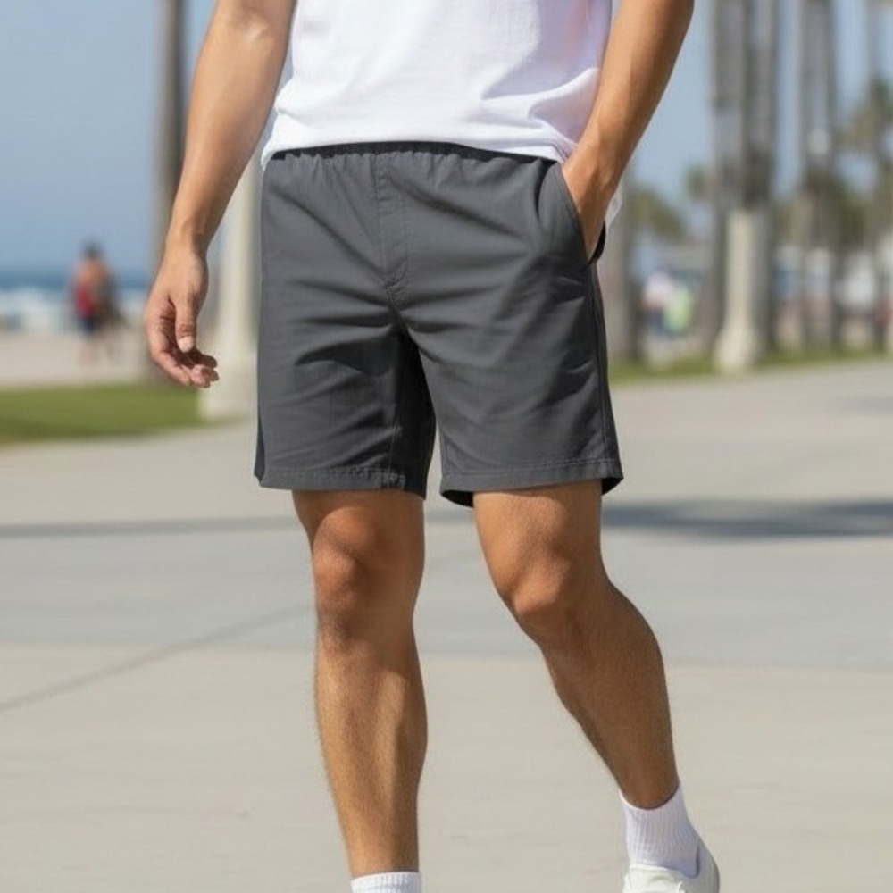 Fabletics The Don Pull-On Short Mens Large Onyx Gray 6in Inseam Stretch Techwear